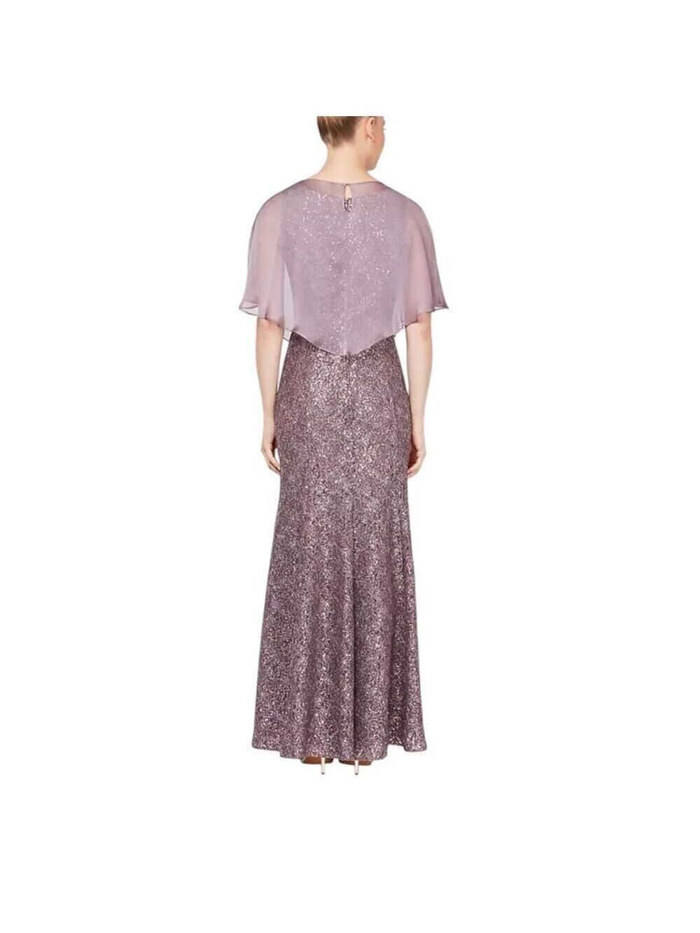 Davids Bridal IGNITE Evenings Sleeveless Sequin Lace Sheath Gown Dress Capelet 8 - Picture 2 of 11
